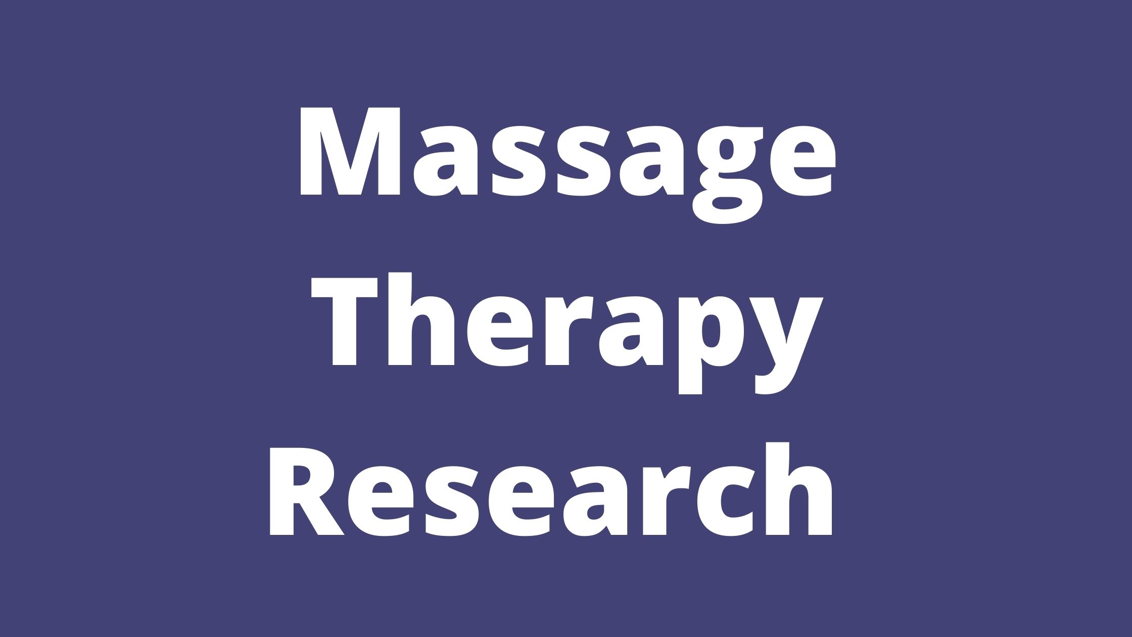 massage therapy research